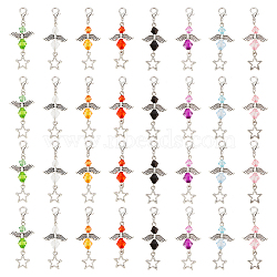 PandaHall Elite 4 Sets Acrylic/Alloy Angel Pendant Decoration, Alloy Star Charms, Lobster Clasps Charms, Clip-on Charms, for Keychain, Purse, Backpack Ornament, Mixed Color, 51mm, 8pcs/set(FIND-PH0010-15)