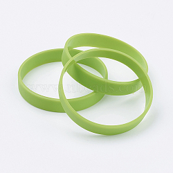 Silicone Wristbands Bracelets, Cord Bracelets, Yellow Green, 2-1/2 inch(63mm), 12x2mm(X-BJEW-J176-01)