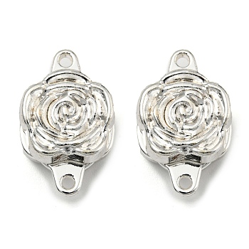 Rack Plating Alloy Magnetic Clasps, Cadmium Free & Lead Free, Flower, Long-Lasting Plated, Silver, 18x11.5x6mm, Hole: 1.2mm