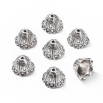 Tibetan Style Alloy Bead Caps, Cadmium Free & Lead Free, Antique Silver, 15x11mm, Hole: 2mm, Inner Diameter: 10mm, about 460pcs/1000g