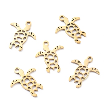201 Stainless Steel Charms, Laser Cut, Manual Polishing, Turtle, Golden, 15x13x1mm, Hole: 1.5mm