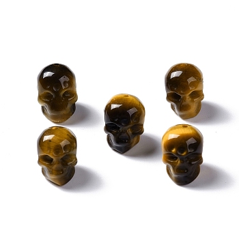 Natural Tiger Eye Beads, Skull, 13x10x11.5mm, Hole: 1mm