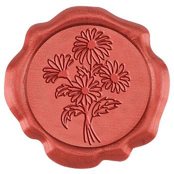 50Pcs Adhesive Wax Seal Stickers, Envelope Seal Decoration, for Craft Scrapbook DIY Gift, Flower Pattern, 30mm