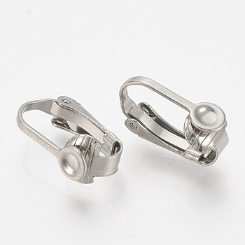 304 Stainless Steel Clip-on Earring Settings, Stainless Steel Color, Tray: 3.5mm, 16x10mm