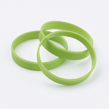 Silicone Wristbands Bracelets, Cord Bracelets, Yellow Green, 2-1/2 inch(63mm), 12x2mm