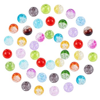 Transparent Crackle Acrylic Beads, Round, Mixed Color, 67x42mm, 180pcs/box