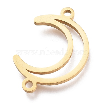 304 Stainless Steel Links Connectors, Laser Cut, Moon, Golden, 13.5x20x1mm, Hole: 1.5mm(X-STAS-O128-12G)