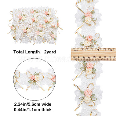 2 Yards Embroidery Polyester Flower Lace Trim Ribbon(OCOR-GF0001-96)-2