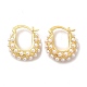Rack Plating Brass Teardrop Hoop Earrings with Plastic Imitation Pearl Beaded for Women(EJEW-G342-05G)-1