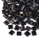 2-Hole Glass Seed Beads, Antique Style, Square, Black, 5x4.5~5.5x2~2.5mm, Hole: 0.5~0.8mm(SEED-S023-26C-06)