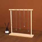 Wood Bracelet Organizer Diaplsy Stands with 5Pcs Metal Hooks, Rectangle, PapayaWhip, 29x8x31cm(WD-CBA482F-02)