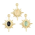 Alloy & Cat Eye Pendants, Sunburst Sun Charm, Long-Lasting Plated, Rack Plating, Golden, Mixed Color, 27x20x3mm, Hole: 1.9mm(RE-CBA1FD3-14G)
