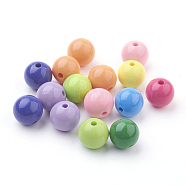 Mixed Color Acrylic Jewelry Beads, Loose Round Beads, DIY Material for Children's Day Gifts Making, Size: about 14mm in diameter, hole: 2mm(X-PAB706Y)