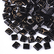 2-Hole Glass Seed Beads, Antique Style, Rectangle, Black, 5x4.5~5.5x2~2.5mm, Hole: 0.5~0.8mm(SEED-S023-26C-06)
