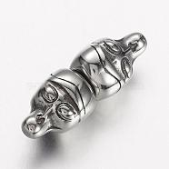 304 Stainless Steel Slide Charms, Gost, Antique Silver, 33x11.5x11mm, Hole: 6mm(STAS-E133-079AS)