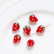 Lampwork Beads, 3D Strawberry, Red, 15x11mm(INS-PW0001-03C-1)