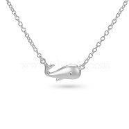 SHEGRACE Sweet 925 Sterling Silver Pendant Necklace, with Tiny Whale Shape Pendant, Silver, 16.1 inch(JN53A)