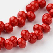 Teardrop Glass Bead Strands, Red, 6x4mm, Hole: 1mm, about 100pcs/strand, 15.3 inch(EGLA-J135-NB01)