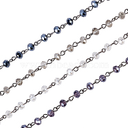 Handmade Glass Beaded Chains for Necklaces Bracelets Making, with Gunmetal Tone Brass Eye Pin, Unwelded, Mixed Color, 39.3 inch, about 92pcs/strand, 4 colors, 2strands/color, 8strands/box(AJEW-OC0001-78)