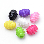 Bumpy Opaque Acrylic Large Hole Beads, Oval, Mixed Color, 16x13mm, Hole: 5mm, about 485pcs/500g(SACR-Q190-03)