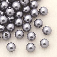 Imitation Pearl Acrylic Beads, Dyed, Round, Gray, 4x3.5mm, Hole: 1mm, about 18100pcs/pound(PL607-09)