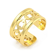 304 Stainless Steel Open Cuff Rings for Women, Oval Link Chain Wide Band Finger Rings, Golden, 11mm(RJEW-G321-02G)