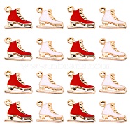 20Pcs 2 Colors Alloy Enamel Pendants, Christmas Skating Shoes, Light Gold, Mixed Color, 13x15x1.5mm, Hole: 1.5mm, 10pcs/color(PALLOY-CJ0001-137)