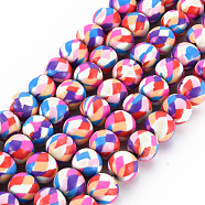 Handmade Polymer Clay Beads Strands, for DIY Jewelry Crafts Supplies, Round, Hot Pink, 8.5~9x8mm, Hole: 1.8mm, about 40pcs/strand, 12.80 inch(32.5cm)(CLAY-N008-054-04)