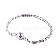 304 Stainless Steel European Style Bracelets for Jewelry Making, Stainless Steel Color, 190x3mm, 1strand/bag(STAS-PH0006-01A)