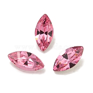 Glass Rhinestone Cabochons, Flat Back & Back Plated, Faceted, Horse Eye, Rose, 8x4x3mm(RGLA-L029-12A-209)