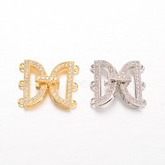 Brass Micro Pave Cubic Zirconia Fold Over Clasps, Mixed Color, 16x19x6mm, Hole: 1mm(KK-L134-06)