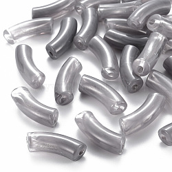 Acrylic Beads, Imitation Gemstone, Curved Tube, Gray, 36x13.5x11.5mm, Hole: 4mm, about 148pcs/500g(MACR-S372-001B-04)