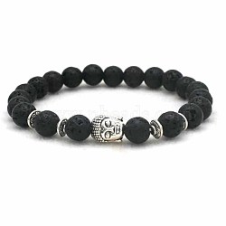Volcano Stone Buddha Head Elastic Yoga Bracelet DIY Agate Buddha Bead Bracelet(NA9896-3)