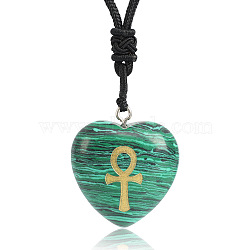 Synthetic Malachite Heart Engraved AnKh Cross Pendant Personalized DIY Necklaces(SC1205-7)