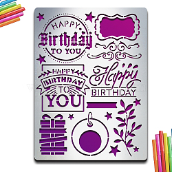 Custom Happy Birthday Stainless Steel Metal Cutting Dies Stencils, for DIY Scrapbooking/Photo Album, Decorative Embossing, Matte Stainless Steel Color, Word, 140x190mm(DIY-WH0289-066)