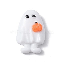 Halloween Theme Opaque Resin Cabochons, White, Ghost Pattern, 27x18x8mm(RESI-E035-01V)