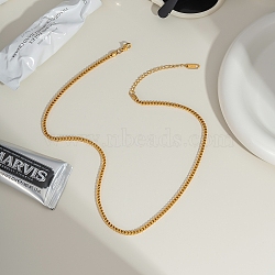 2.4MM 304 Stainless Steel Curb Chain Necklaces for Summer, Real 18K Gold Plated, 16.73 inch(42.5cm)(DB5520-1)
