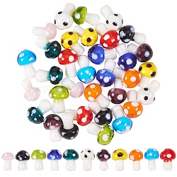 55Pcs 11 Style Mushroom Handmade Lampwork Beads, Mixed Color, 5pcs/style(LAMP-SZ0001-14)
