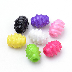 Bumpy Opaque Acrylic Large Hole Beads, Oval, Mixed Color, 16x13mm, Hole: 5mm, about 485pcs/500g(SACR-Q190-03)