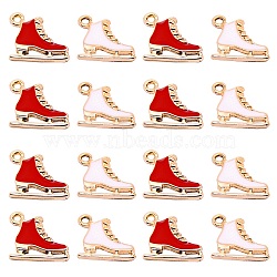 20Pcs 2 Colors Alloy Enamel Pendants, Christmas Skating Shoes, Light Gold, Mixed Color, 13x15x1.5mm, Hole: 1.5mm, 10pcs/color(PALLOY-CJ0001-137)