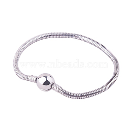 304 Stainless Steel European Style Bracelets for Jewelry Making, Stainless Steel Color, 190x3mm, 1strand/bag(STAS-PH0006-01A)