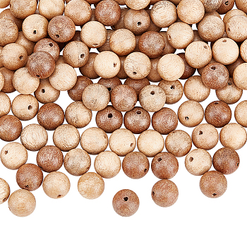 200Pcs Round Wood Beads, Lead Free, Undyed, Blanched Almond, 10.5mm, Hole: 1.8mm