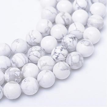 Round Natural Howlite Bead Strands, 10~11mm, Hole: 1mm, about 36~37pcs/strand, 15 inch