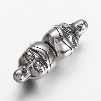 304 Stainless Steel Slide Charms, Gost, Antique Silver, 33x11.5x11mm, Hole: 6mm