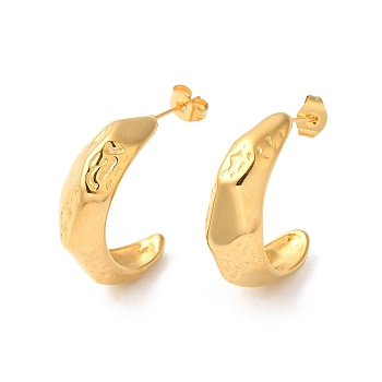 Ion Plating(IP) 304 Stainless Steel Arch Stud Earrings, Real 18K Gold Plated, 26x9mm