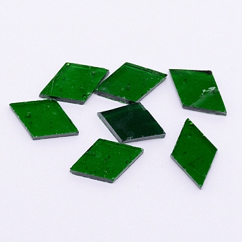 Glass Cabochons, Mosaic Tiles, for Home Decoration or DIY Crafts, Rhombus, Dark Sea Green, 19x12x3mm