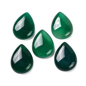 Natural Green Onyx Agate(Dyed & Heated) Cabochons, Teardrop, 29.5~30x21~22x6~6.5mm