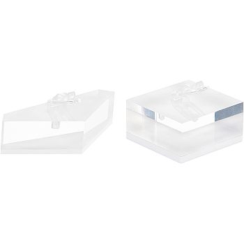 2 Pcs 2 Styles Acrylic Ring Displays, with Plastic Holder, Triangle & Square, White, 1pc/style