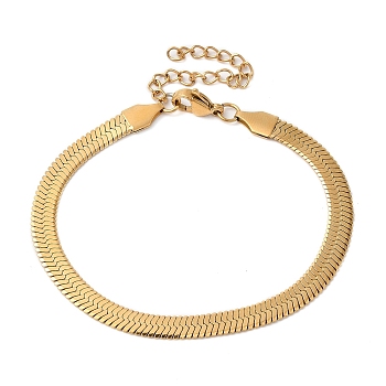 Ion Plating(IP) 304 Stainless Steel Herringbone Chain Bracelet for Men Women, Golden, 7-1/8 inch(18cm)