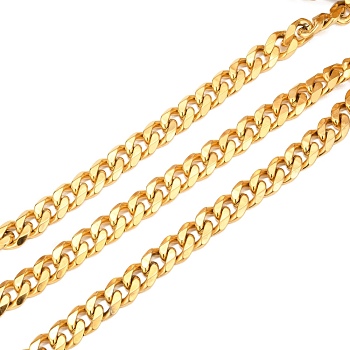 Men's Gold Cuban Link Chains, Chunky Chains, 304 Stainless Steel Chains, Unwelded, with Spool, Golden, 13x10.2x4.6mm, about 32.8 Feet(10m)/roll